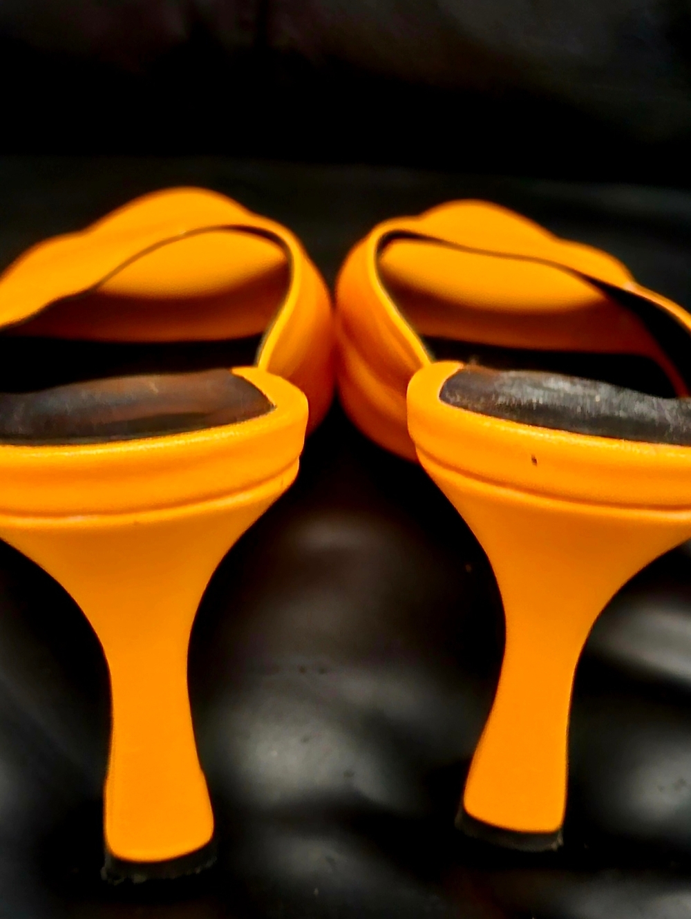 l'intervalle  Orange Leather  Open-Toe Slip On Mule Size 36 Eu 6/6.5 US Heels - Picture 5 of 9